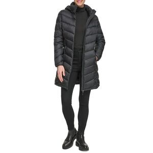 Charter Club Women's Black Hooded Puffer Jacket